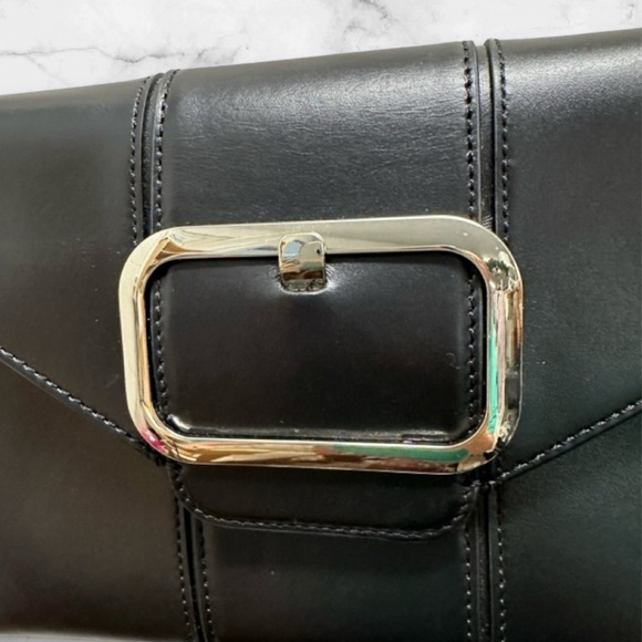 Banana Republic Black Clutch Silver Chain &Buckle Purse Handbag NWT old stock - Picture 3 of 9